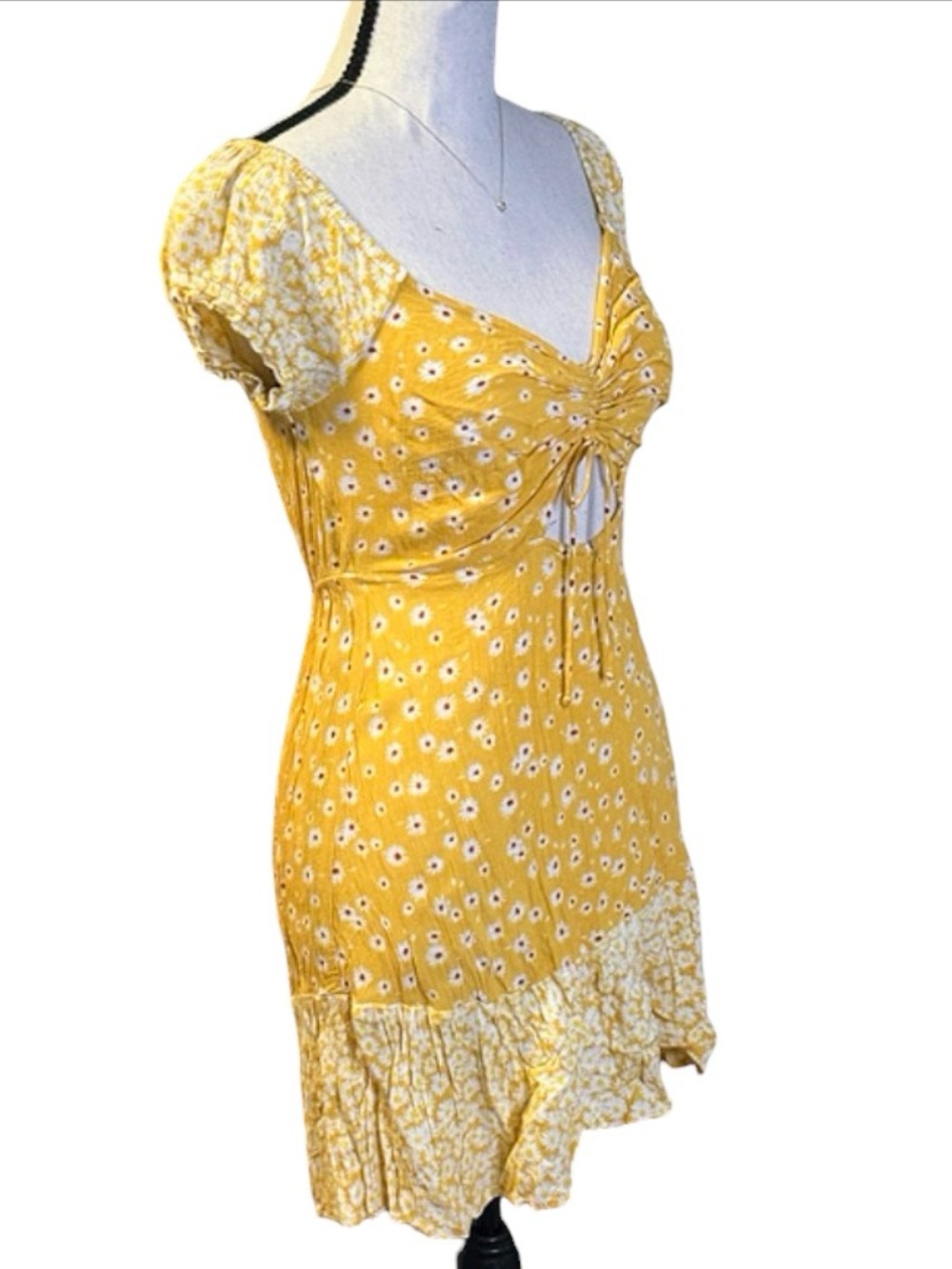 Derek heart Rare Y2k floral Daisy Tie-Front Mini Sun Dress size small - Picture 3 of 7
